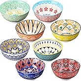 8 Pcs Colorful Ceramic Bowl Set 10 oz 4.75'' Porcelain Kitchen Soup Cereal Serving Bowls for Ramen Rice Dessert Snack Salad Ice Cream Pasta Oatmeal Microwave and Dishwasher Safe(Vintage)
