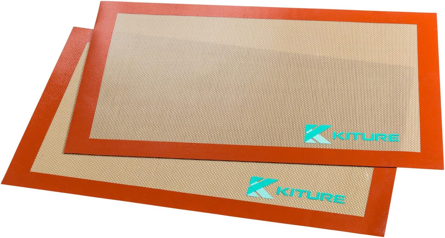 Silicone Baking Mat Set 2 Pack, Fits Half Size Baking-sheets 18" X 13" (2)