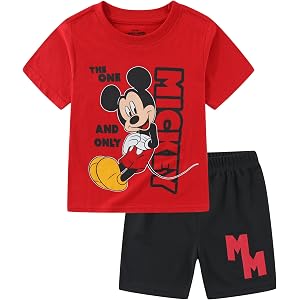 Disney Mickey Mouse Boys T-Shirt and Mesh Shorts Set for Toddler Big Kids