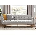 mopio Aaron Couch, Small Futon Sofa Bed, Sleeper, Loveseat, Mid Century Modern Futon Couch, Sofa Cama, Couches for Living Room, Bedroom (Light Gray, Fabric)