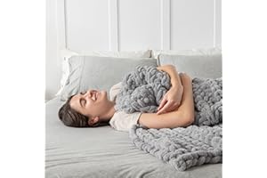 Maetoow Handmade 15 lb Soft Knitted Weighted Blanket, 72 x 48 in Breathable Chunky Knit Gravity Blanket Throw, Home Decor for Sofa Couch Bed, Light Grey