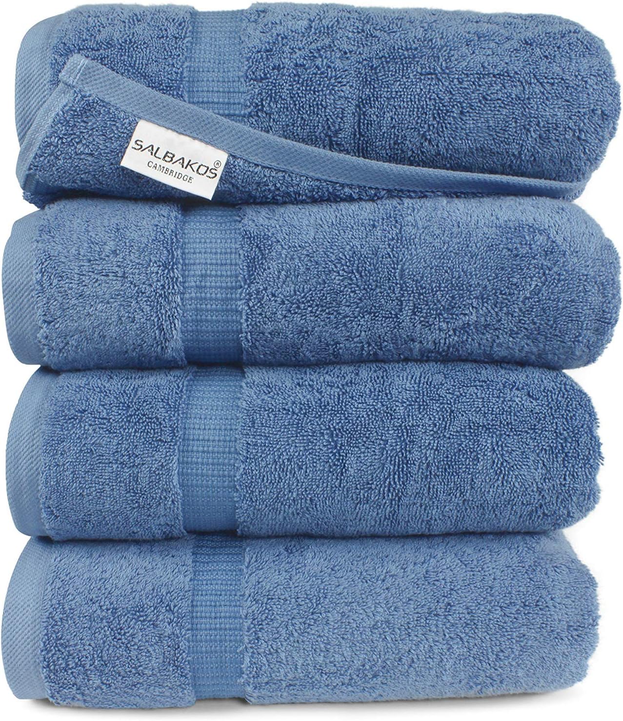 SALBAKOS Turkish Cotton Large Bathroom Hotel Towel Set - Shower | Toallas De Baño, 700 GSM, 27 by 54 Inch, Pack of 4, Blue: Kitchen & Dining
