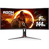 AOC CU34G2X 34" Curved Frameless Immersive Gaming Monitor, UltraWide QHD 3440x1440, VA Panel, 1ms 144Hz Adaptive-Sync, Height
