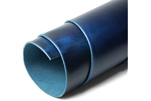 UOWUOIW Veg Tan Oil Tanned Leather Tooling Sheets, Premium Real Blue Horeen Style 12 X 24 Inch Cowhide Leather Sheet for Crafts, 1.8-2.0 mm 4-5OZ Thick Leather Hides Pieces for Leatherworking