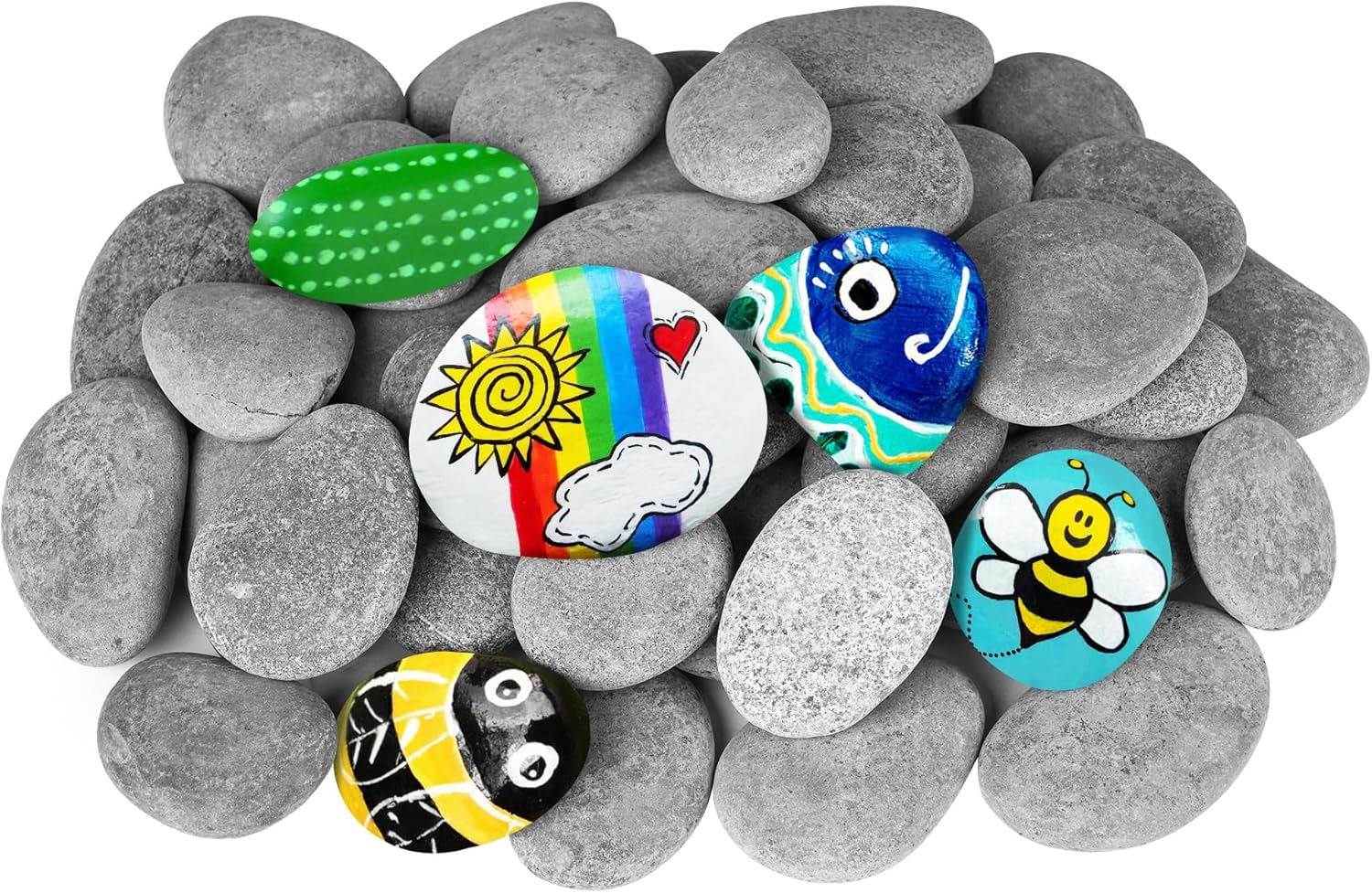 Paintings - River Rocks for Painting 45 Pcs Large 2-3 Inch Flat Smooth Painting Stones Craft Rock to Paint for Kids Crafts Painting Bulk
