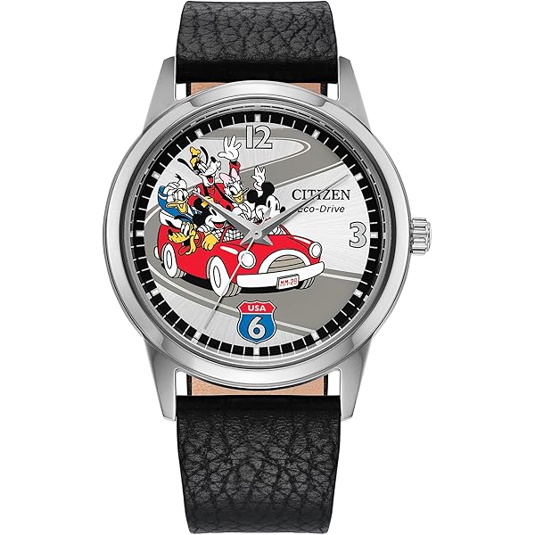 Citizen Relógio Eco-Drive Mickey Mouse Fiesta preto IP de aço
