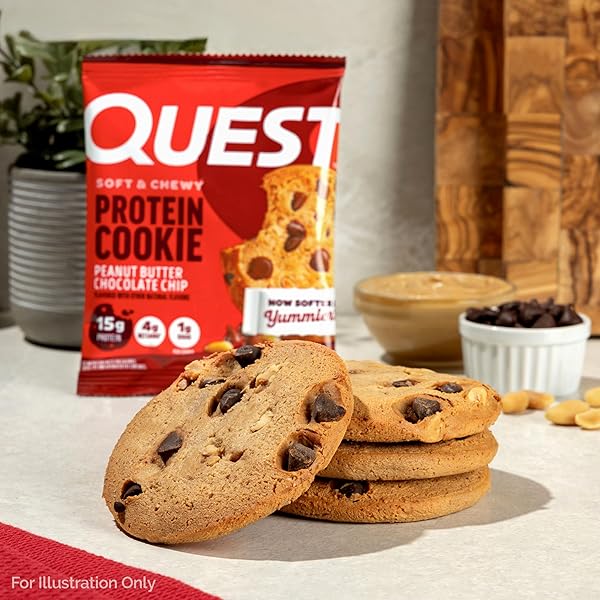 QUEST NUTRITION PEANUT BUTTER CHOCOLATE CHIP HIGH PROTEIN COOKIE, KETO FRIENDLY, LOW CARB, 24.5 OZ, 12 COUNT (PACK OF 1)