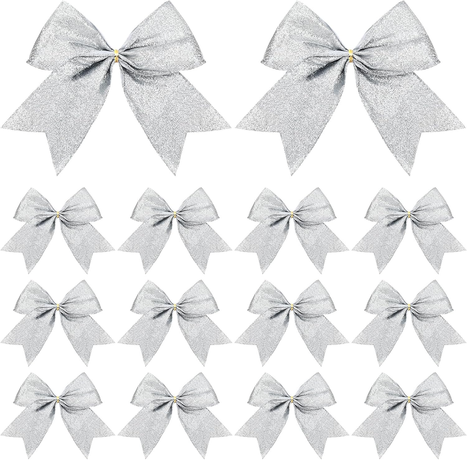 Bows & Ribbons - Cindeer 24 Pcs 6 Inch Christmas Bow Decorations Glitter Christmas Wreaths Tree Bow Sequin Ties Xmas Bows for DIY Craft Gift Wrapping Holiday Party Basket Ornaments(Silver)