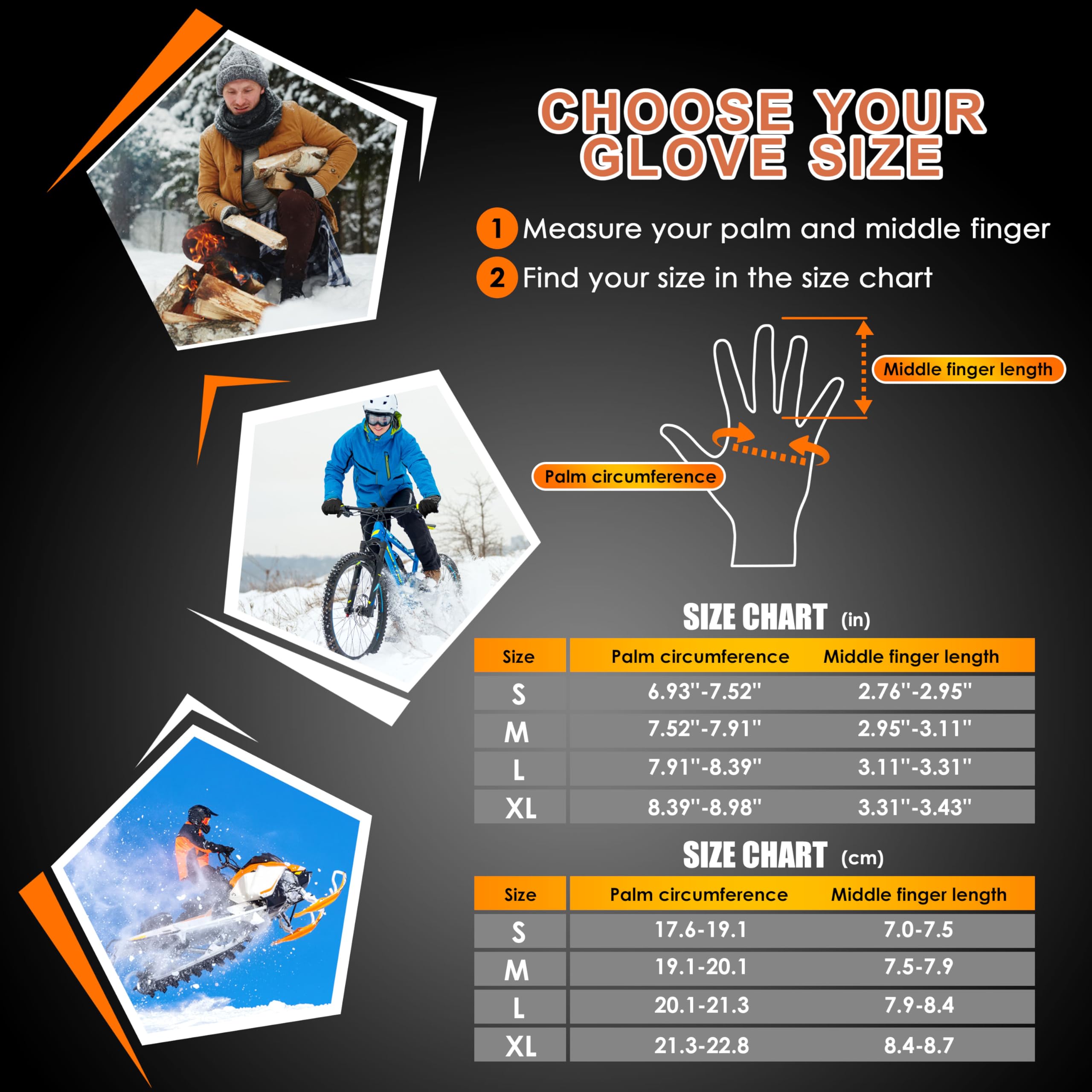 ihuan Winter Waterproof Gloves for Men Women Warm Running Cycling Snow Ski Gloves for Cold Weather, Thermal Windproof Material and Touch Screen Finger for Driving Snowboarding