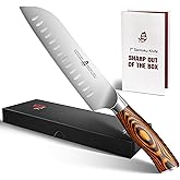 TUO Santoku Knife, 7 inch Japanese Chef Knife for Vegetable Chopping & Meat Dicing, High Carbon German Steel, Ergonomic Handle - Fiery Phoenix Series