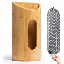 Amazon.com: Bamboo Grocery Bag Holder,Trash Bag Dispenser,Wall ...