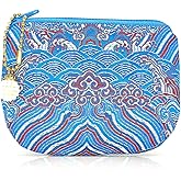 Handmade Jewelry Pouch Women Coin Purse Brocade Zipper Wallet Silk Rosary Bag - SkyBlue