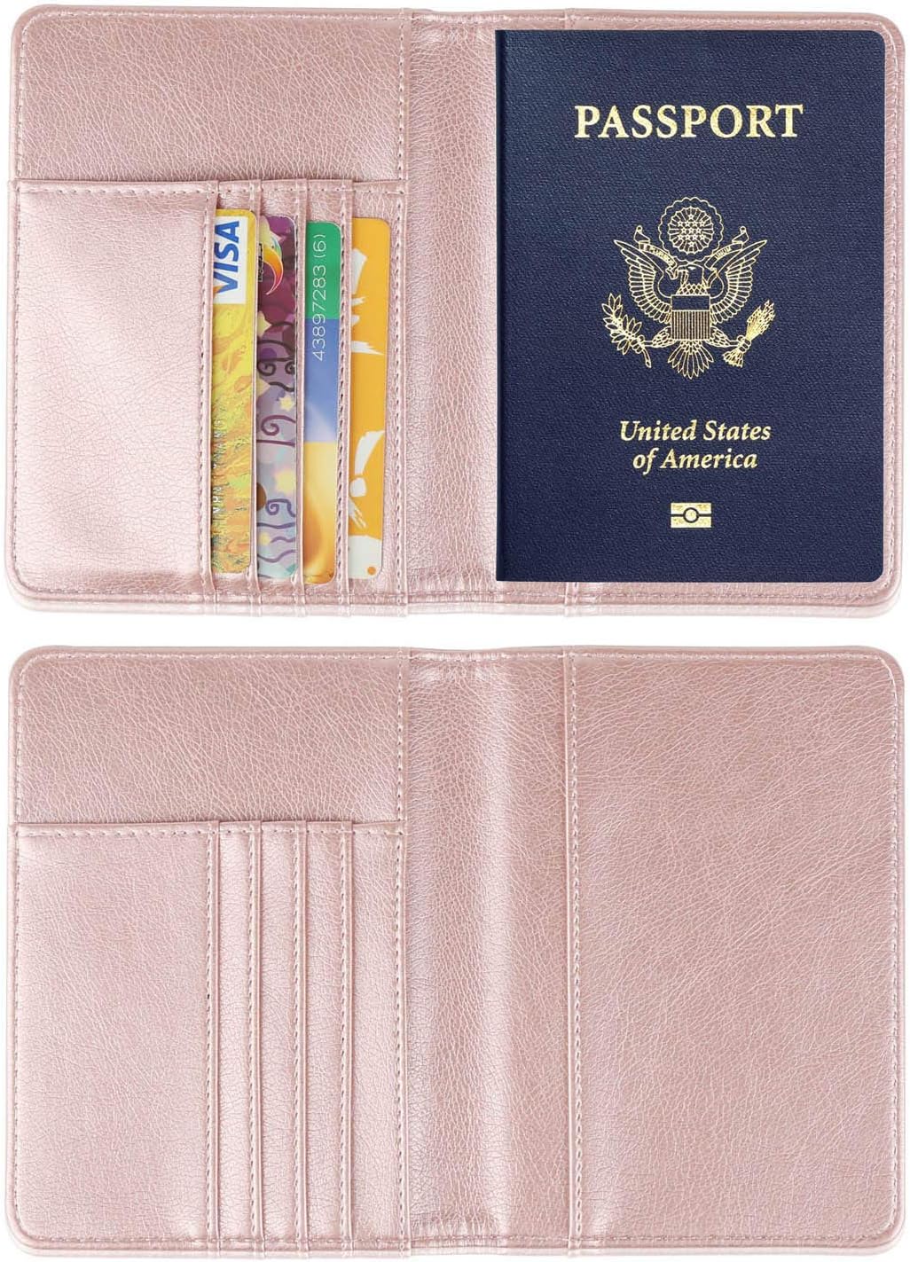  | GDTK Leather Passport Holder Cover Case RFID Blocking Travel Wallet (Rose Gold) | Passport Covers