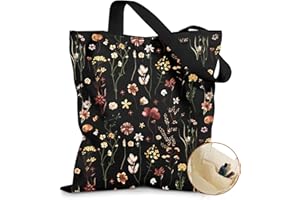 Aesthetic Canvas Tote Bag with Inner Pocket, Cloth Cotton Totes Bag with Pattern for Shopping, Gym, Retirement Gift for Women