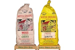 JULIA'S PANTRY Moss Water Ground White and Yellow Whole Corn Grits each Bag is 2 Lbs