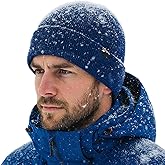 TOP-EX Waterproof Wool Fleece Lined Beanie for Men Women Winter Cold Weather Warm Thermal Knit Hats Gifts Dad Christmas Big Heads Navy Blue Medium Large M L