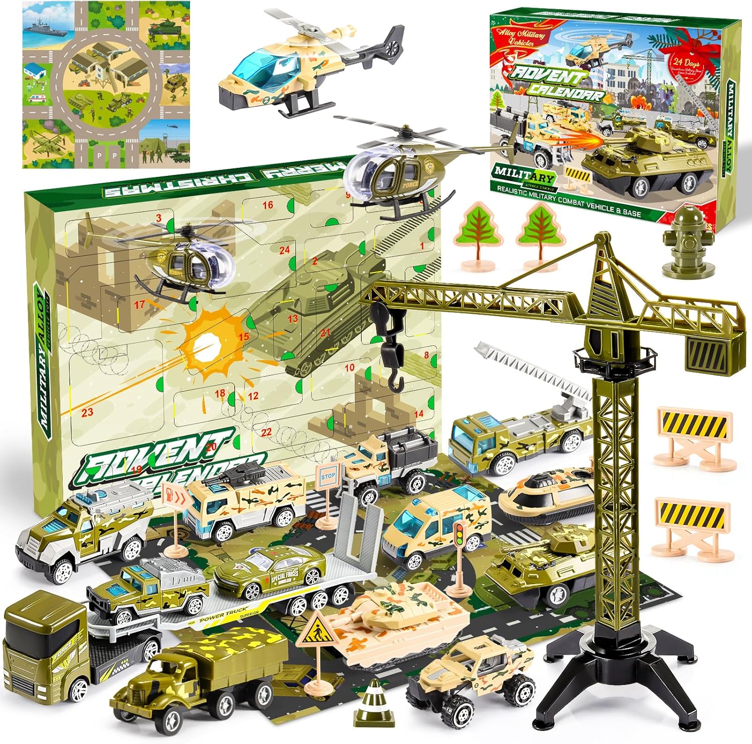 Advent Calendars - 2023 Advent Calendar Christmas Countdown Calendar for Kids 24 Days Surprise Military Army & Combat Vehicle Toys for Age 3-12 Stocking Stuffer Brithday Halloween Xmas Gifts for 3-12 Year Old Boys Girls