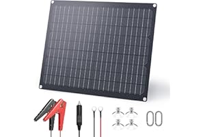 ZOUPW 20W 12V Solar Battery Charger,Solar Battery Maintainer Trickle Charger with Built-in Intelligent Charge Controller,IP68 Waterproof for Car Boat Marine RV Trailer(1 PCS)