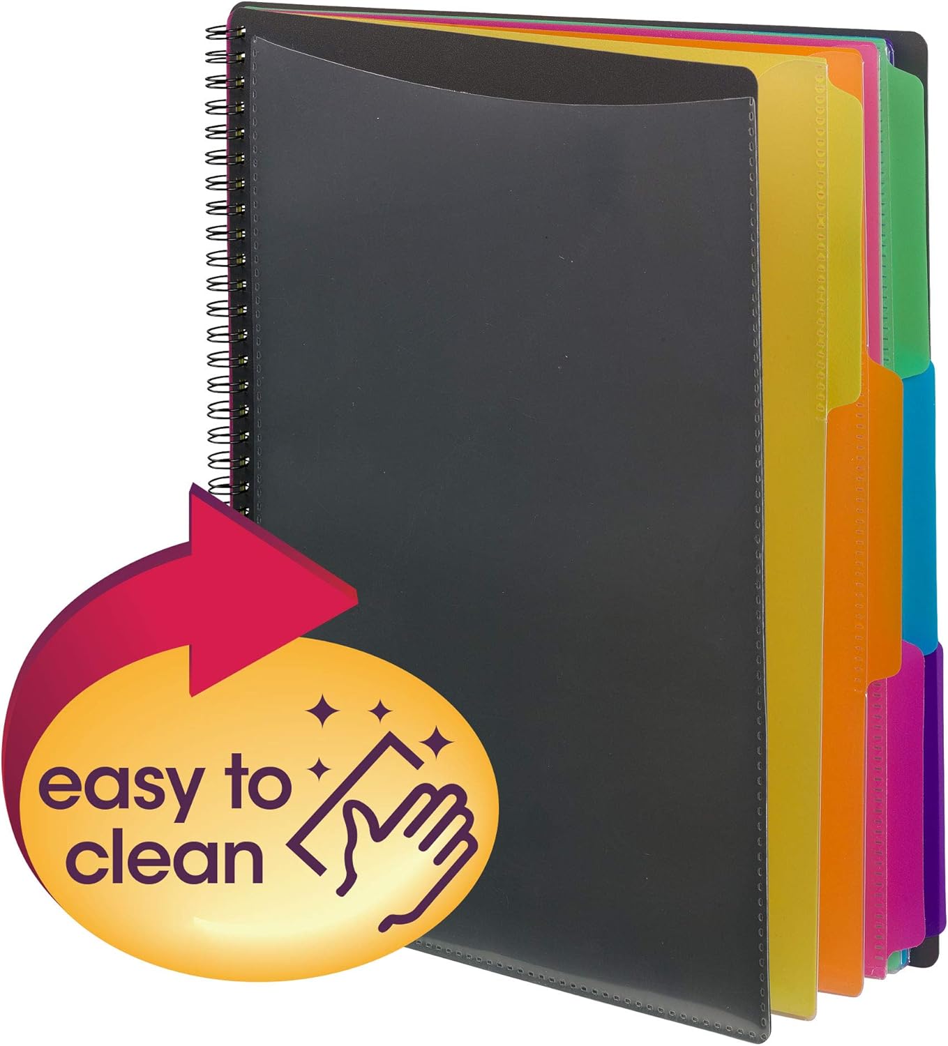 Smead 12 Pocket Poly Project Organizer, Letter Size, 1/3-Cut Tab, Gray with Bright Colors (89207) : Office Products