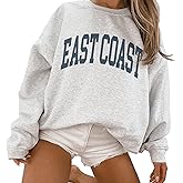 East Coast Sweatshirt, Cute Beach Pullover, Faded Vintage Aesthetic Varsity, Trendy Travel Destination Gift For Him or Her, Unisex Crewneck Sweatshirt