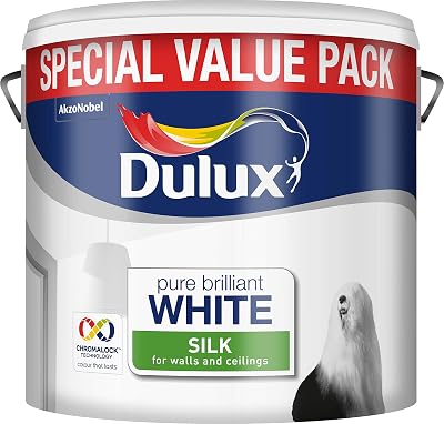 Dulux 500007 6 Litre Pure Brilliant White Emulsion Paint Walls Ceilings