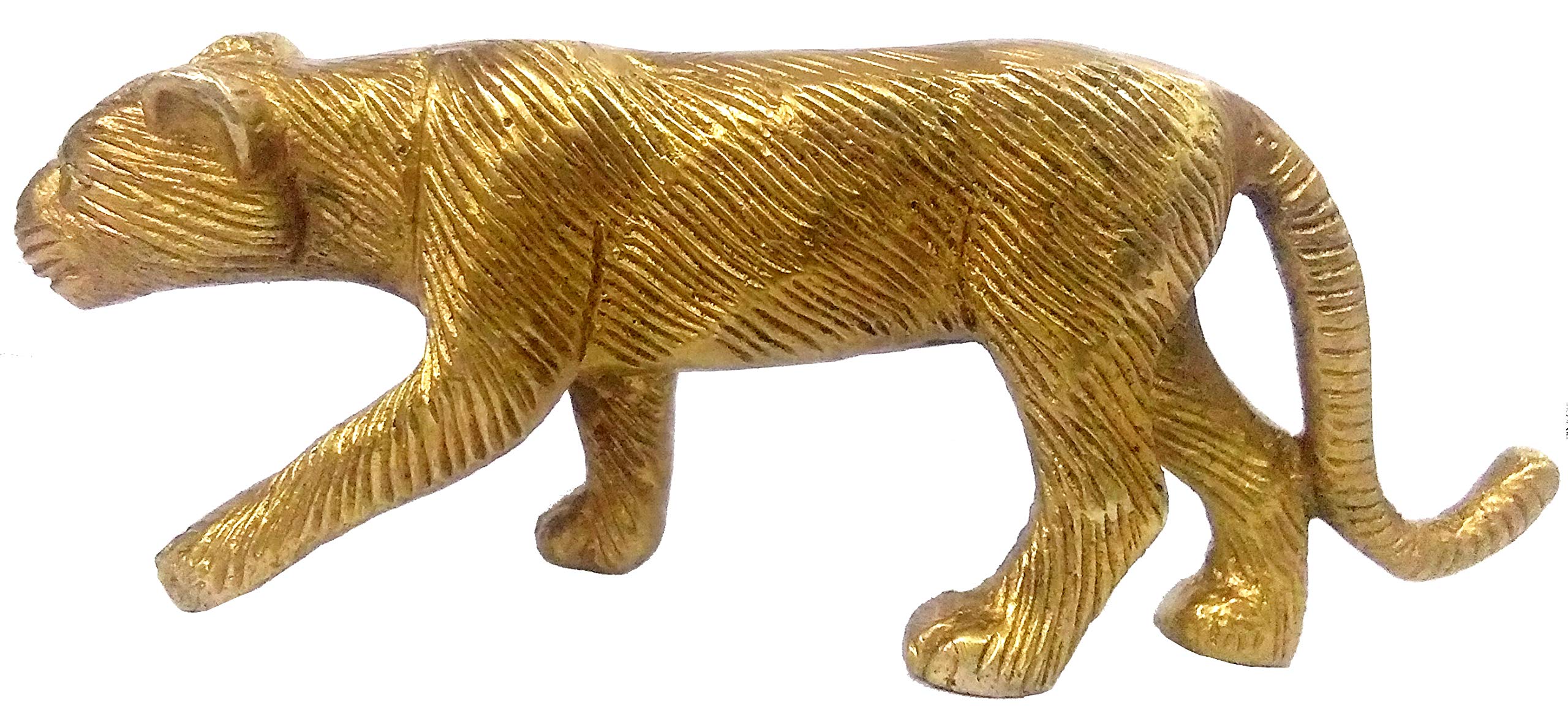 Purpledip Brass Panther Statuette: Collectible Art Showpiece with Feng Shui Vaastu Significance (11974)