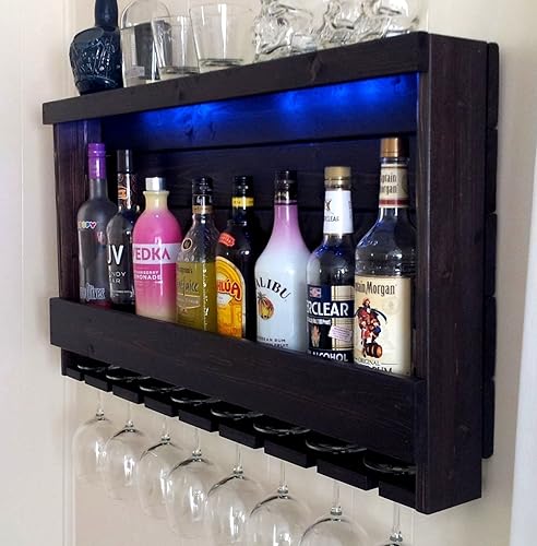 Amazon Com Wine Rack Rustic Liquor Cabinet Shown In Dark