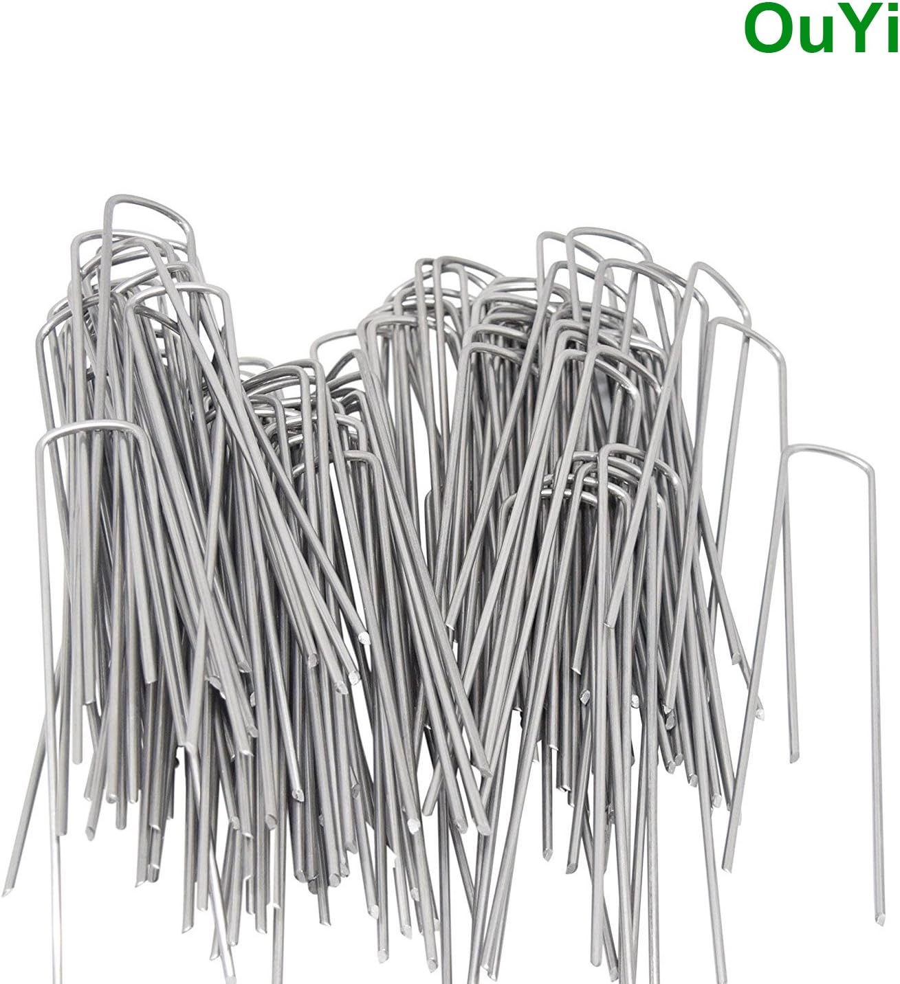 OK5STAR AAGUT Garden Pegs Staples Landscape Galvanized Sod Stakes, 250 Pack 6 Inch 11 Gauge Steel Lawn U Pins - Image 4