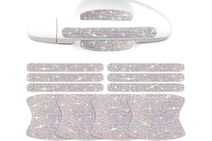 GENGKI 10 Pack Car Rhinestone Bling Door Handle Reflective Trim Stickers Universal Side Rear View Mirror Safety Scratch Resistant Protector Galaxy AB Set