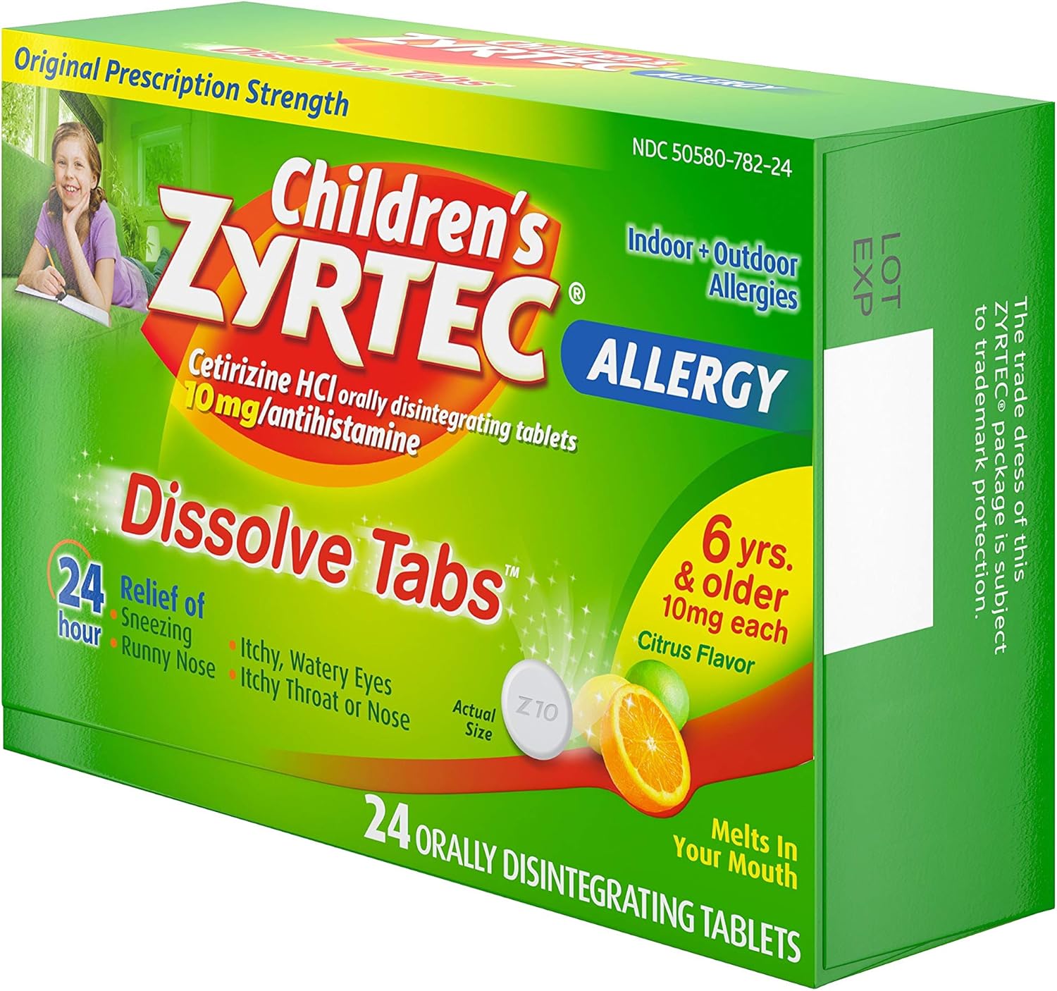 Children's Zyrtec 24 HR Dissolving Allergy Tablets, Cetirizine, Citrus Flavor, 24 ct: Health & Personal Care
