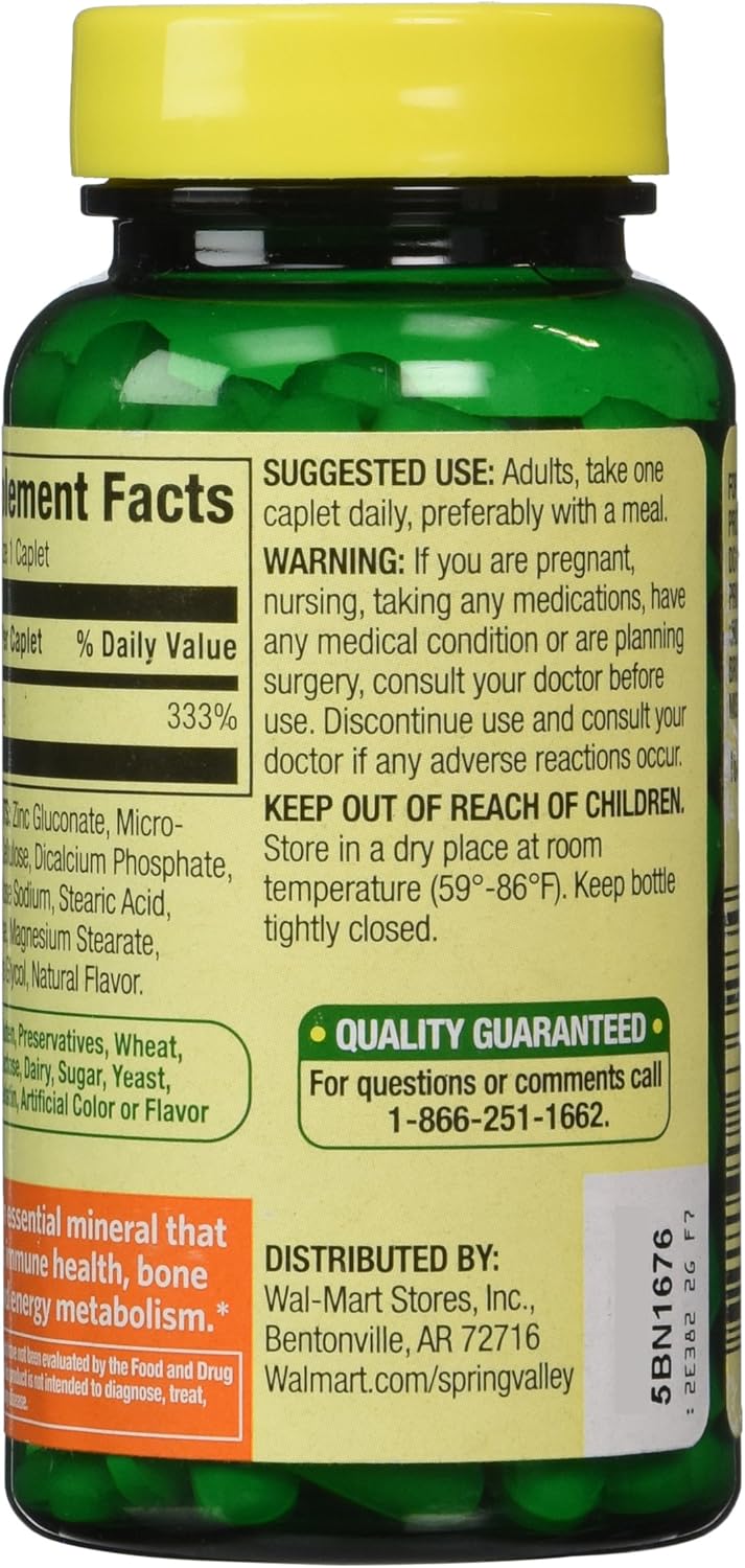 Spring Valley - Zinc 50 mg, 200 Ct: Health & Personal Care