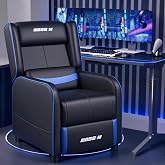 BOSSIN 400lbs Big and Tall Gaming Recliner Chair, PU Leather Seating, Blue | Heavy-duty Support Racing-Style Sofa Seating, Modern Ergonomic Lounge for Home Theaters, Comfortable living Room Chair