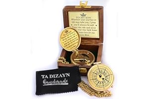 TA DIZAYN to My Son Compass with Wooden Box-Mom to Son Compass–Father to Son Gifts- to My Grandson -Graduation Day Gifts for Son-Birthday, Baptism, Graduation, Confirmation, Communion Compass for Women Men