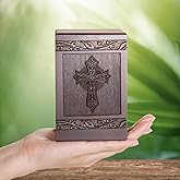Cremation Urns for Human Ashes Adult Male Female, Wooden Carved Cross Urns Box and Casket for Ashes Men Women Child, Pets Cat Dog Urn, Burial Funeral Memorial Urns for Ashes, Holds 20 Cubic Inch
