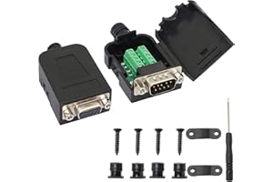 DB9 Breakout Connector，DB9 Solderless Male Adapter Connector, 9 Pin RS232 Male Serial Adapter Connector Breakout Board with C