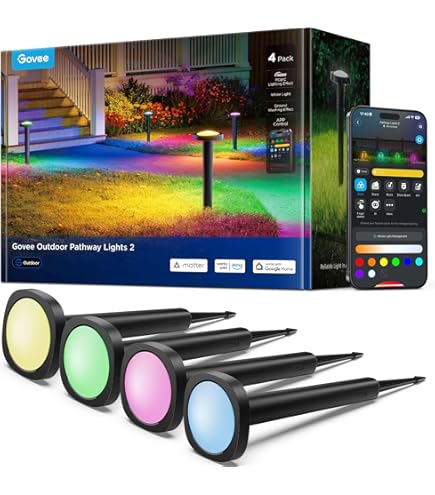 lemonmemory Outdoor Ground Lights, 140ft 44 Pack Smart RGB+IC+WW