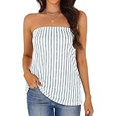 Womens Tube Tops Summer Casual Backless Strapless Tank Blouse Off The Shoulder Tunic Shirts
