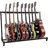PYLE Guitar Rack – 9 Space Foldable Guitar Stand, Universal Portable & Collapsible Multi Guitar Holder, Easy Storage Guitar S