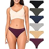 BAMBOO COOL Women's Thongs Seamless Moisture-Wicking Breathable Underwear High Stretchy Mid Waisted Panties Tagless 6 Pack