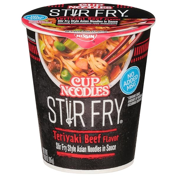 NISSIN CUP NOODLES STIR FRY NOODLES IN SAUCE, TERIYAKI BEEF, 3 OUNCE (PACK OF 1)