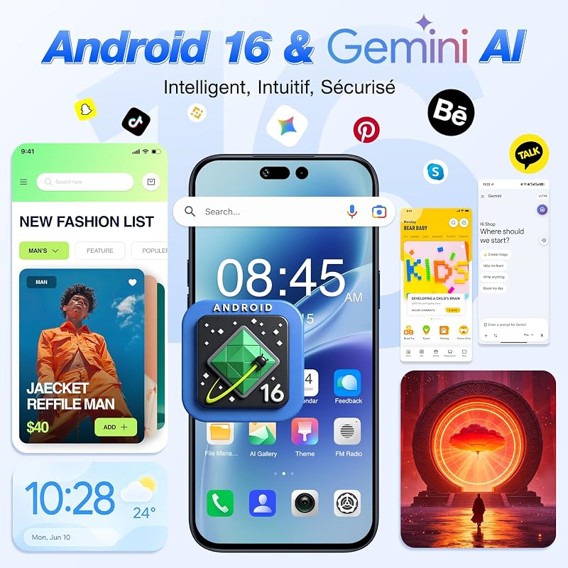 C17 Plus Telephone Portable Android 16, 6.9" 120Hz, 24+256GO Bleu