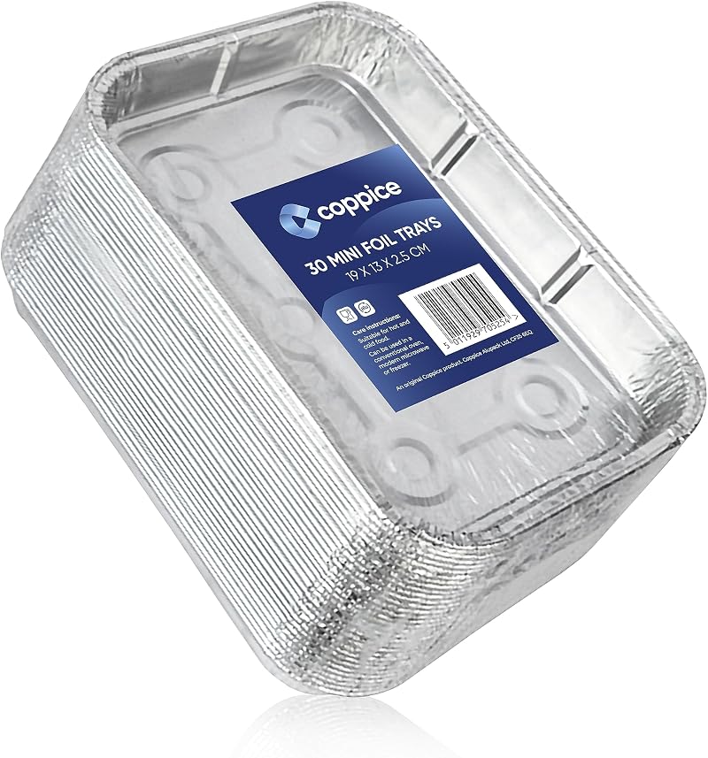 Coppice Mini Aluminium Foil Tray 19x13x2.5cm 30 Pack Oven Microwave Safe
