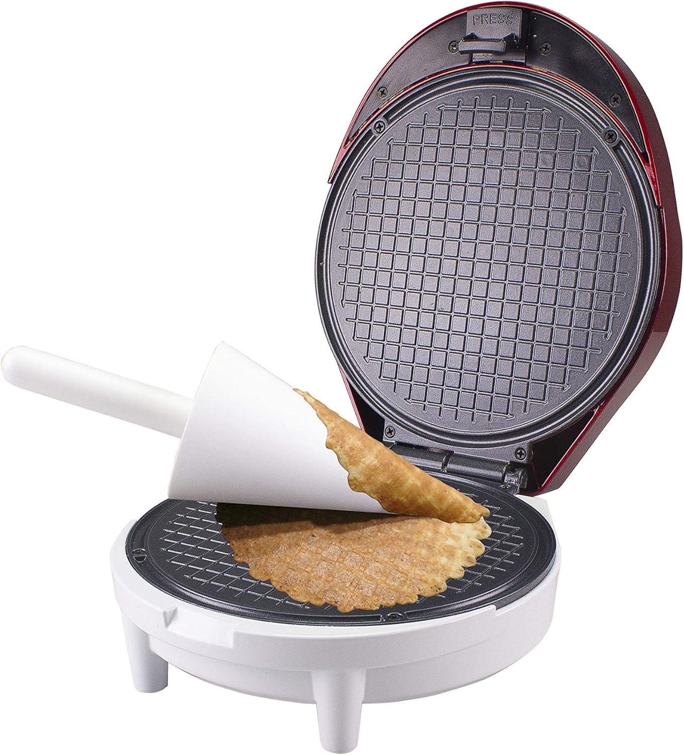 BEPER - Maquina de hacer conos de helado, Máquina para Hacer Gofres, Barquillos y Cucuruchos de helados, rojo