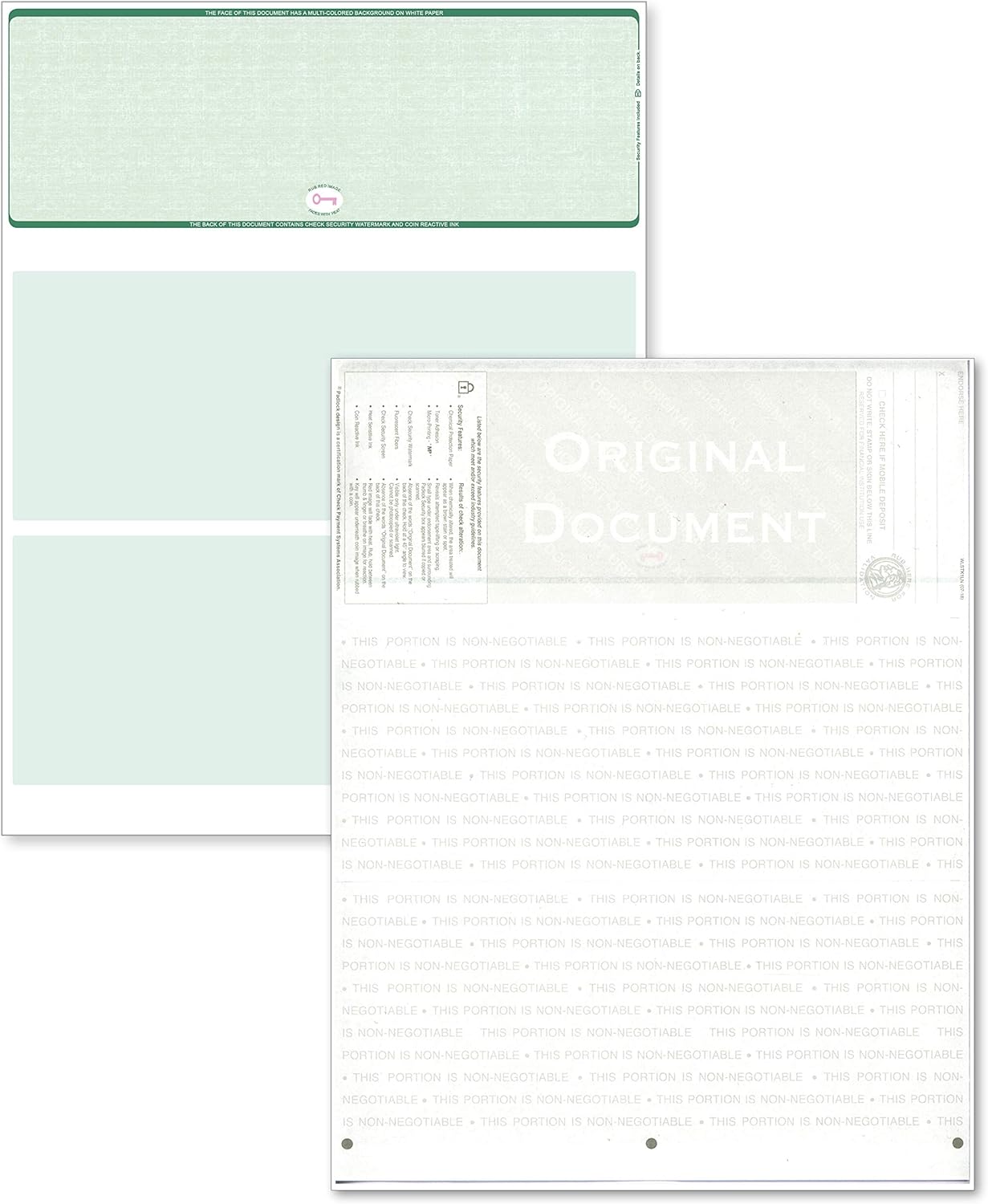 Blank High Security Top Computer Checks, 250 Green Laser Checks : Office Products