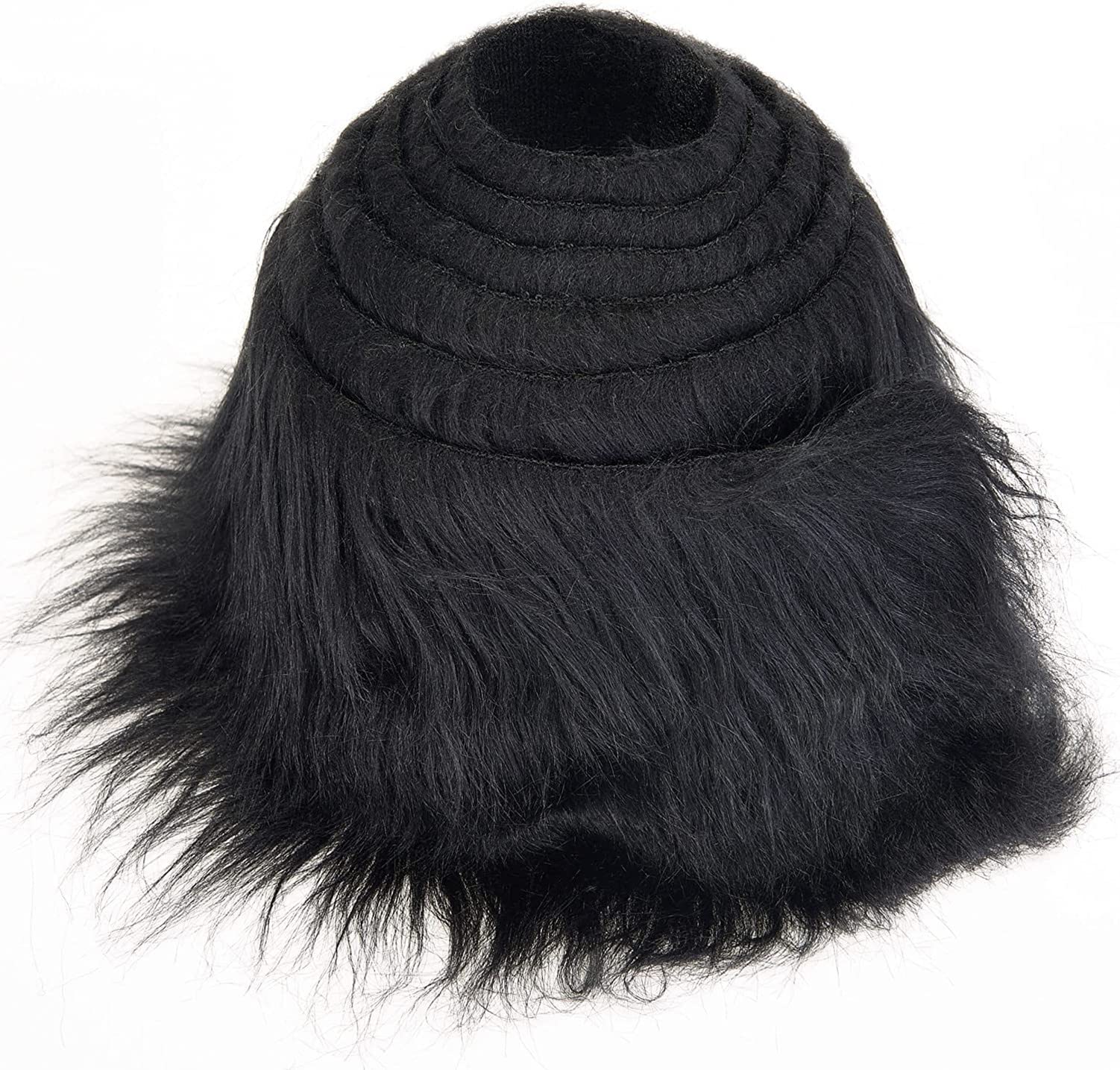 MUSLONG Faux Fur Ribbon, Shaggy Fabric Cuts, Fluffy Patches for Crafts, Sewing, Decorating - Plush Trim Roll, 5 x 150 cm (Black)