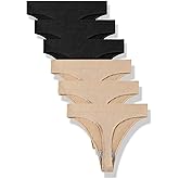 GRANKEE Women's High Waisted Breathable Seamless Thong Panties,No Show Workout Underwear,Comfortable Cotton Crotch,6 Pack