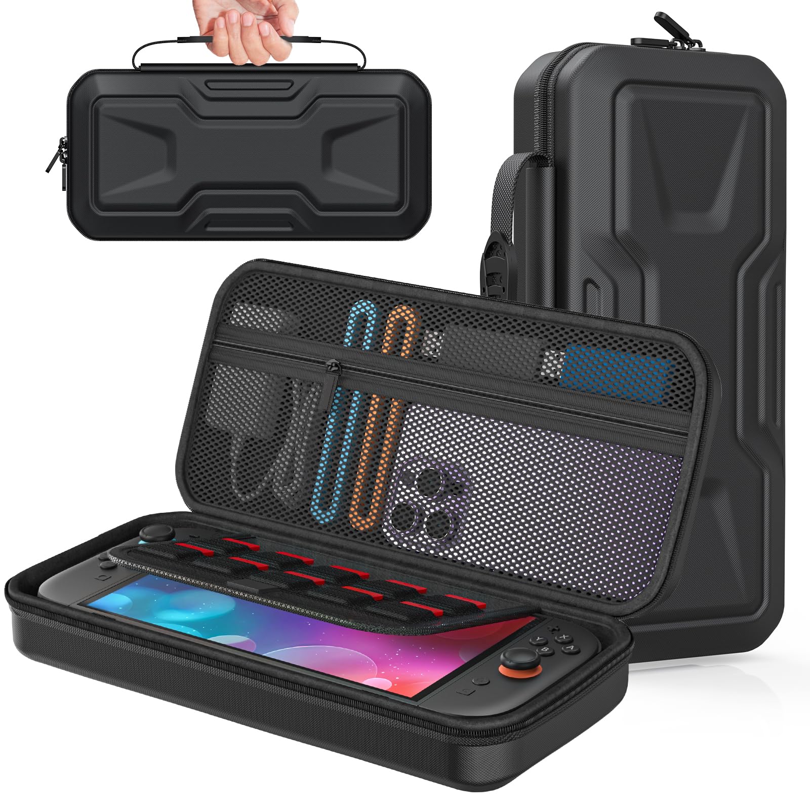 FYOUNG All in One Accessories Case Bundle for Nintendo Switch 2 2025, Portable Carrying Case with Game Card Slots, for Travel & Storage (Black