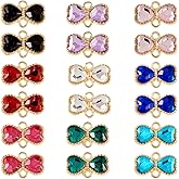 Cheriswelry 36Pcs Alloy Rhinestone Connector Charms Bowknot Birthstone Pendants Link Colorful Earring Dangle Charms 9 Colors 10.4x16.8mm for DIY Necklace Bracelet Jewelry Making