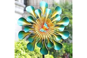 LEGIFO Wind Spinners Outdoor Metal Large, Wind Sculptures Pinwheels, Garden Windmills for Patio and Yard, Kinetic Wind Mill with Butterfly, Backyard Decor 23 * 81 inches