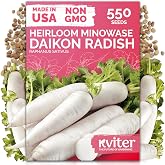 550 Daikon Minowase Radish Heirloom Vegetable Seeds, Raphanus Sativus | Japanese White Daikon Seed Packets, Mild Flavor, Easy Growing, Heirloom Seeds for Planting Outdoors, Home Garden, Outdoor Bed